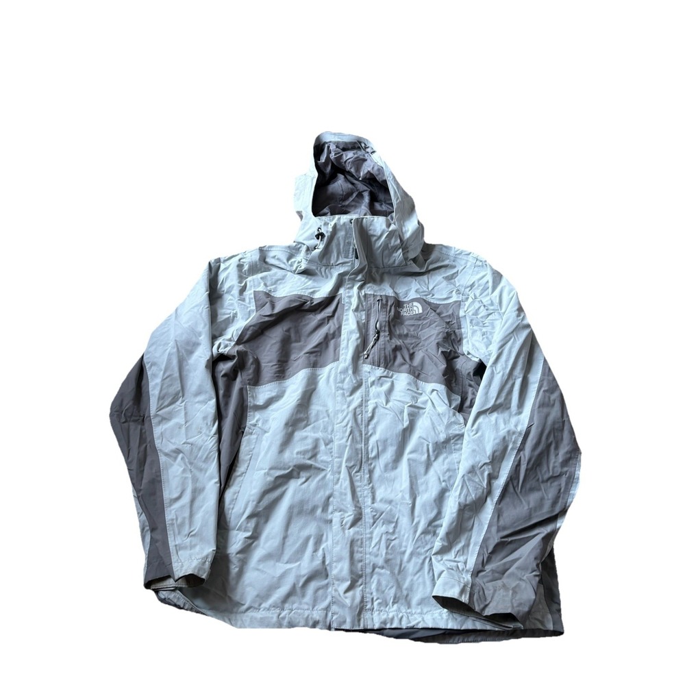 North Face Jacket Mens L Gray HyVent Full Zip Hooded Gray Outdoors Winter Nylon